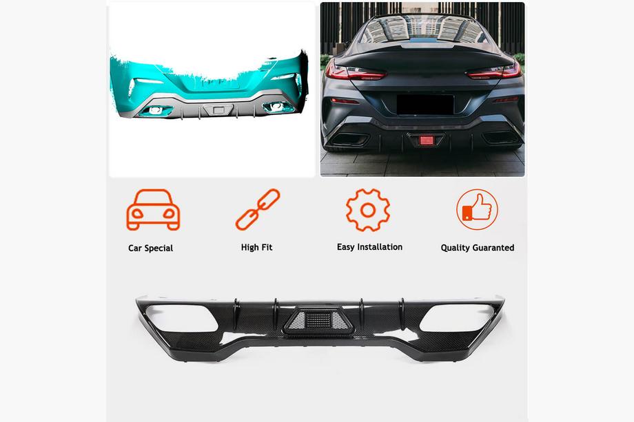 BMW 8 Series G14/G15/G16 2018- Heckdiffusor V1 für G16 M-Sport, Carbon Foto 2
