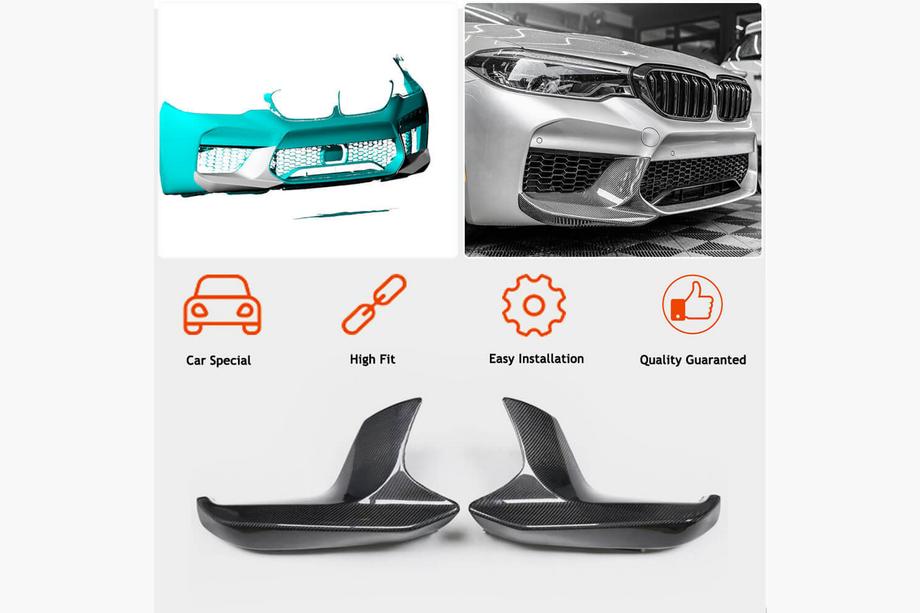 BMW 5er G30/G31 2017–2023 Frontstoßstangen Flaps Aufsätze (für M5 F90 2017-2020, Carbon) Foto 2
