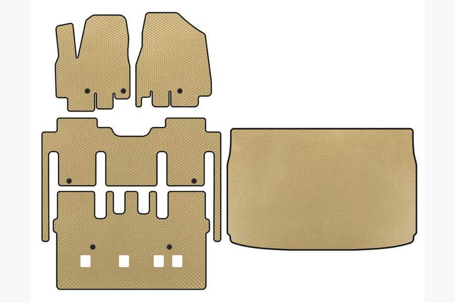 Kia Sedona 2014-2020 EVA Fußmatten (vollständiger Innenraum, 8-Sitzer, Beige) Image