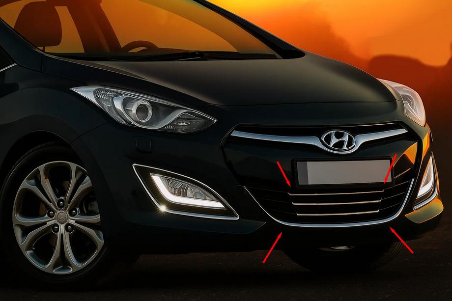 Hyundai I-30 2012-2017 Abdeckungen für unteren Grill und Umrandung STYLE (Edelstahl) Image
