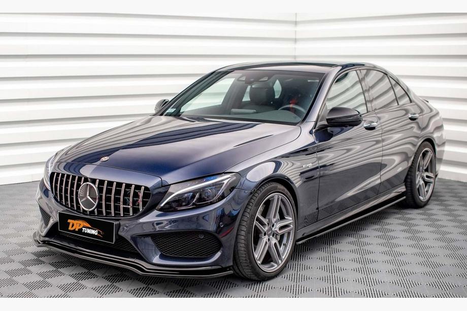 Mercedes C-class W205 2014-2021 Frontstoßstangenlippe DPT V2 (2014-2018, nur für AMG-Line, Schwarz Glanz) Foto 1