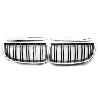 Nieren M-Look (für E-90/91 2005-2008, Schwarz Glanz mit Chrom Rahmen) BMW 3 Series E90/E91 2005-2011 Foto 2