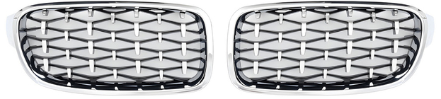 BMW 3 Series F30/F31 2012-2019 Nieren Diamond Silver (Chrom Rahmen) Foto 2