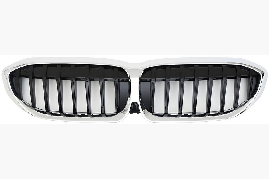 BMW 3 Series G20/G21 2018- Nieren 1 Bar (2018-2022, Schwarz Glanz mit Chromrahmen) Foto 2