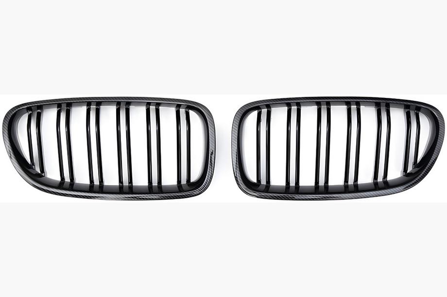 BMW 5 Series F10/F11 2010–2016 Nieren M-Look (schwarz glanz mit Carbon Wassertransferdruck) Foto 2