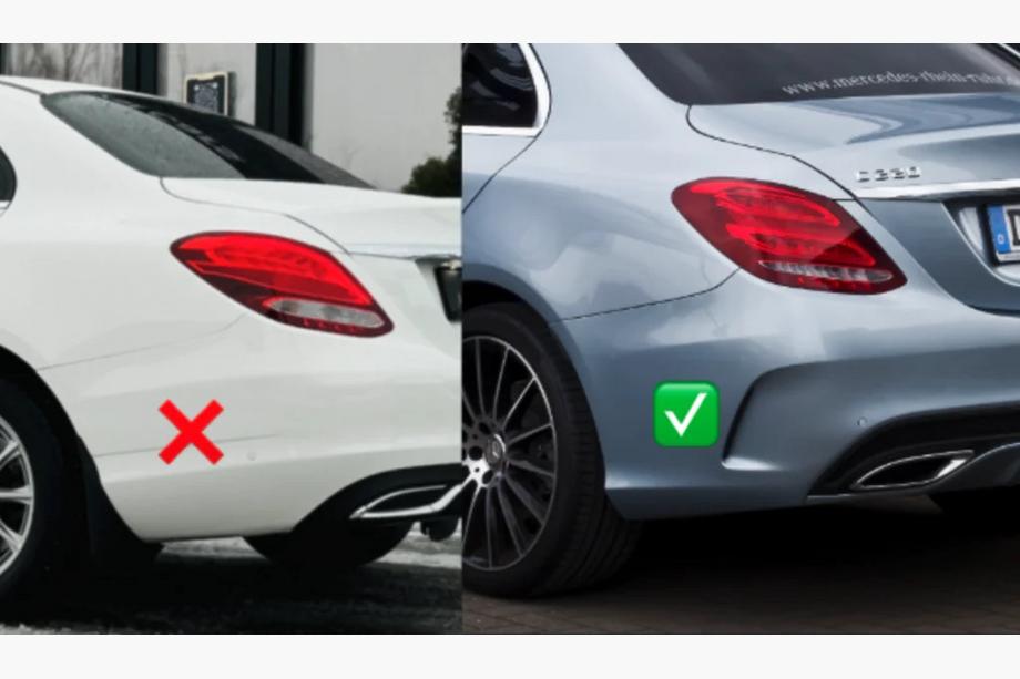 Mercedes C-class W205 2014-2021 Heckdiffusor mit Endrohren Silber (Design C63 2018-2021) Foto 2
