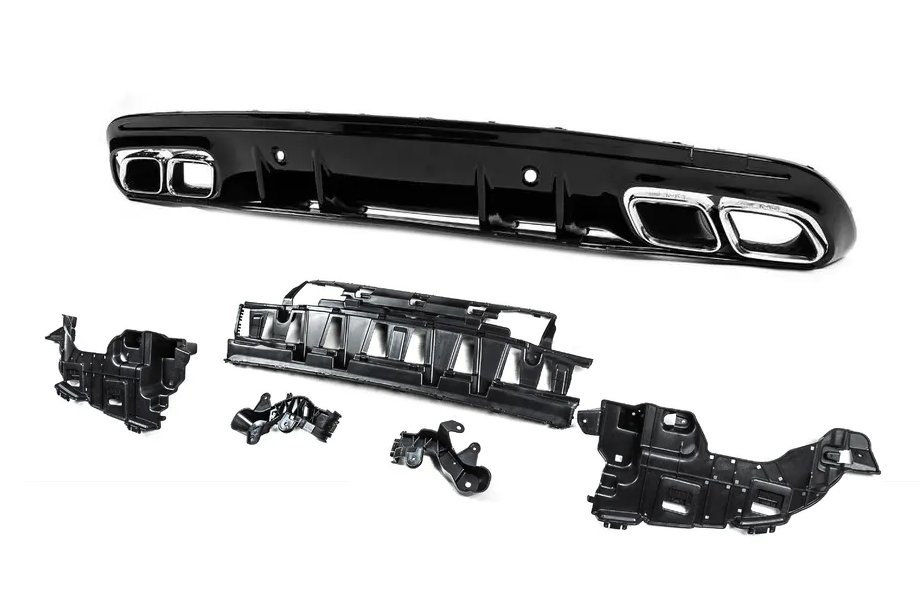 Mercedes C-class W205 2014-2021 Heckdiffusor mit Endrohren Silber (Design C63 2018-2021) Foto 3