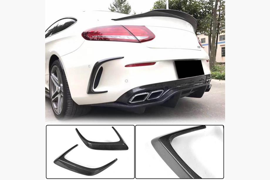 Mercedes C-class W205 2014-2021 Heckstoßstangenabdeckungen (für Coupe/Cabrio C63 AMG 2015-2019, Carbon) Image