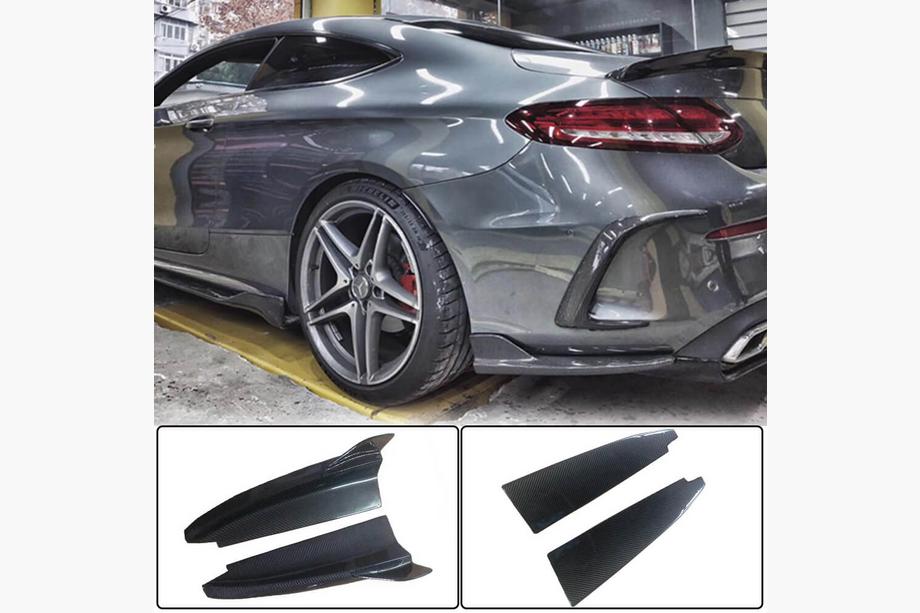 Mercedes C-class W205 2014-2021 Heckstoßstangenaufsätze V2 (für Coupe/Cabrio AMG-Line / C43 AMG 2015-2019, Carbon) Foto 1