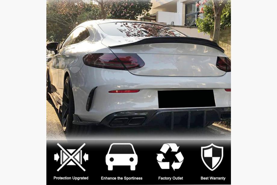 Mercedes C-class W205 2014-2021 Heckstoßstangenaufsätze V2 (für Coupe/Cabrio AMG-Line / C43 AMG 2015-2019, Carbon) Foto 2