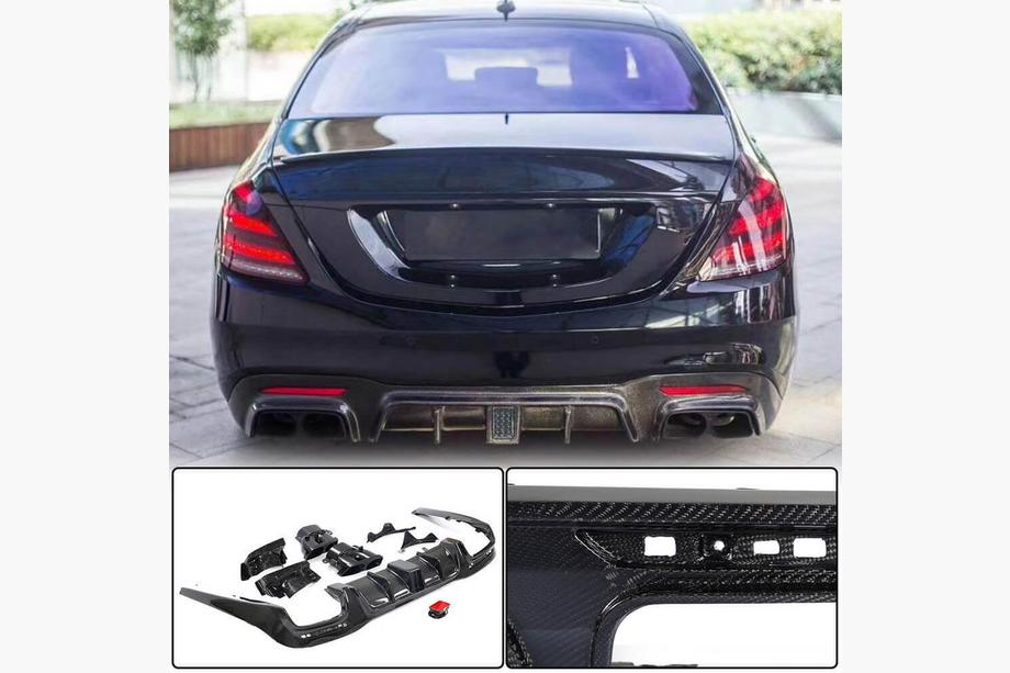 Mercedes S-class W222 2013-2022 Heckdiffusor mit Endrohren (für S63/S65 AMG 2018-2021, Carbon) Image