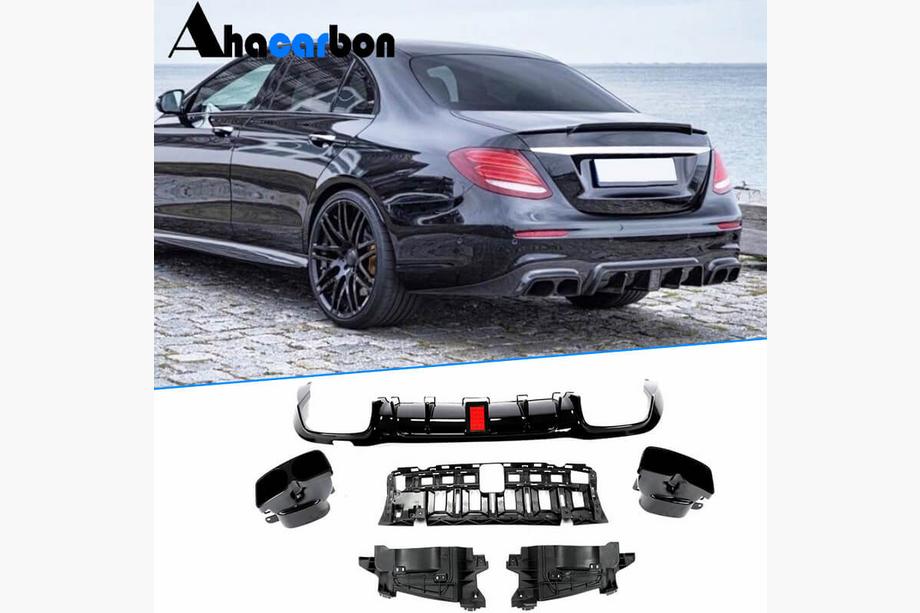 Mercedes E-class W213 2016-2023 Heckdiffusor mit Endrohren V1 (für AMG/AMG-Line 2016-2019, Carbon) Image