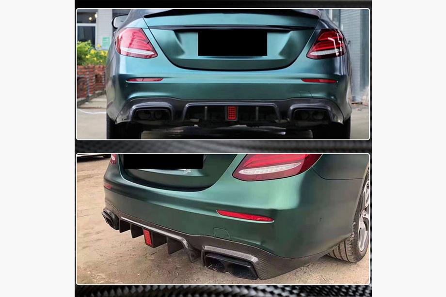 Mercedes E-class W213 2016-2023 Heckdiffusor mit Endrohren V2 (für AMG/AMG-Line 2016-2019, Carbon) Foto 4