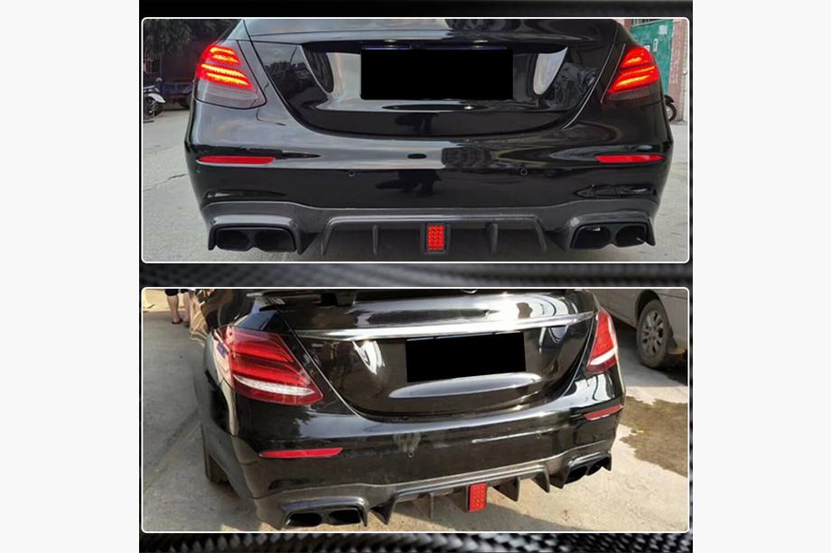 Mercedes E-class W213 2016-2023 Heckdiffusor mit Endrohren V2 (für AMG/AMG-Line 2016-2019, Carbon) Foto 5
