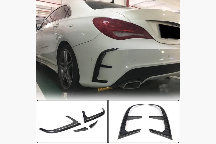 Mercedes CLA C117 2013-2019 Heckstoßstangenabdeckungen (für AMG-Line / CLA45 AMG SD 2013-2016, Carbon) Image
