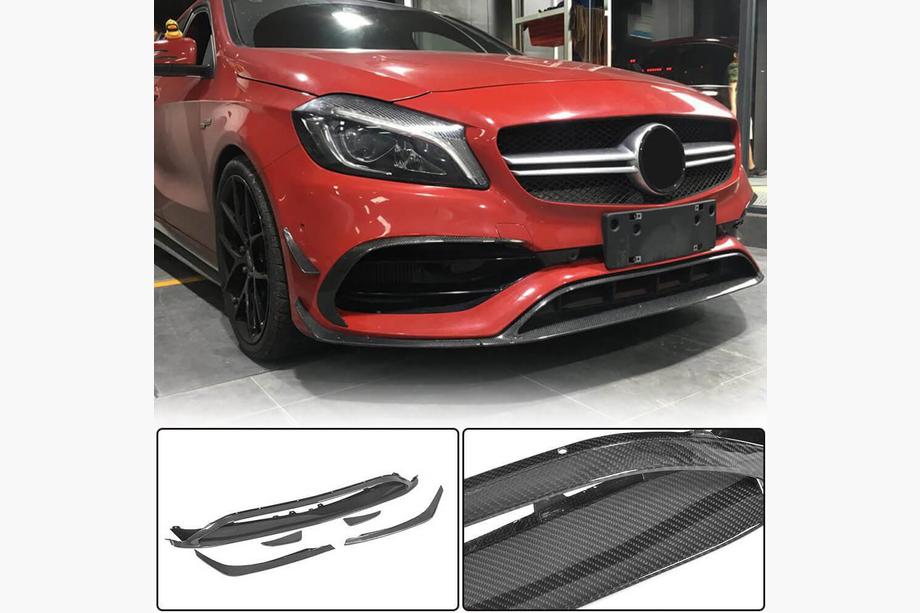 Mercedes A-class W176 2012-2018 Frontstoßstangenlippe Aufsatz (für AMG-Line / A45 AMG HB 2016-2018, Carbon) Foto 1