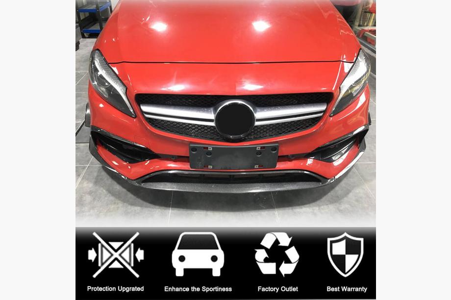 Mercedes A-class W176 2012-2018 Frontstoßstangenlippe Aufsatz (für AMG-Line / A45 AMG HB 2016-2018, Carbon) Foto 2