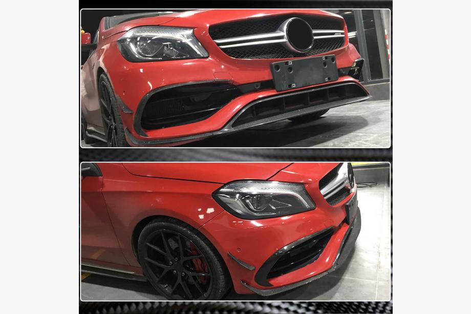 Mercedes A-class W176 2012-2018 Frontstoßstangenlippe Aufsatz (für AMG-Line / A45 AMG HB 2016-2018, Carbon) Foto 3