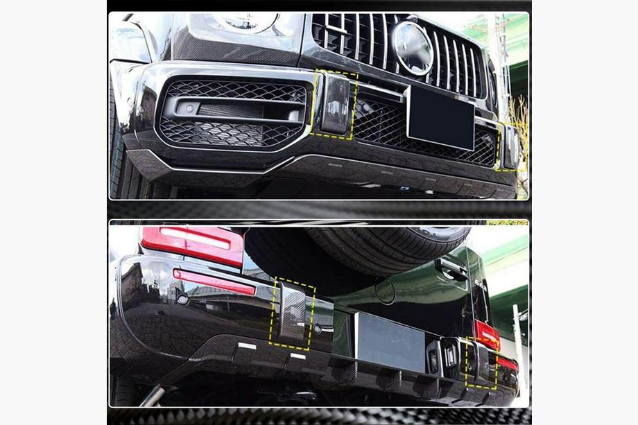 Mercedes G class W463 2018-2024 Satz Aufsätze für vordere und hintere Stoßstange (für G63 AMG, Trockencarbon) Foto 4