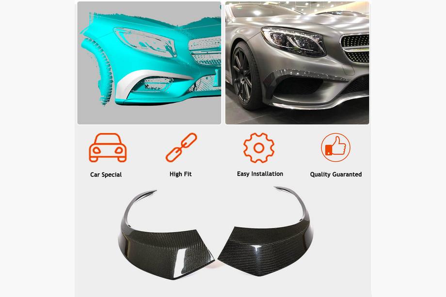 Mercedes S-class C217 Coupe 2014-2020 Carbon Frontstoßstangen Abdeckungen (für AMG-Line 2015-2018) Foto 3