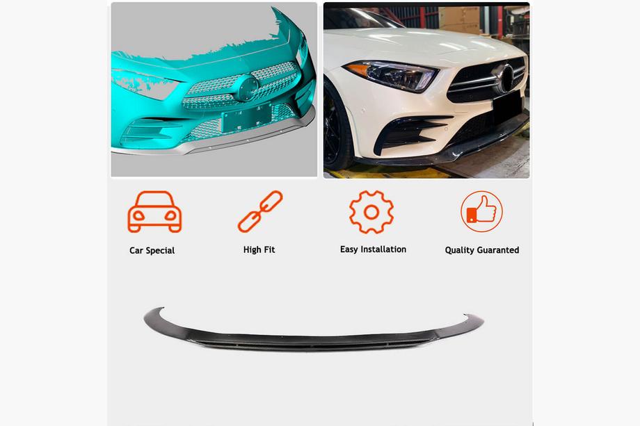 Mercedes CLS C257 2018- Frontstoßstange Lippe Aufsatz (für AMG/AMG-Line 2018-2020, Carbon) Foto 2