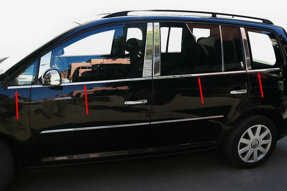 Volkswagen Touran 2003-2010 Fensterzierleisten Edelstahl außen (8 Stk) Carmos - Türkischer Edelstahl Image