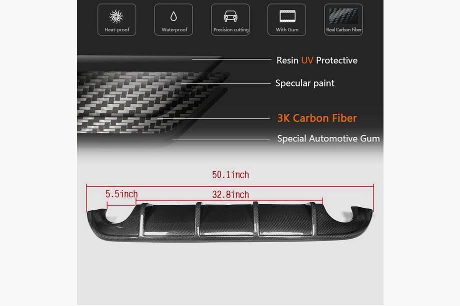 Infiniti Q50/Q60 2013-2024 Heckdiffusor V1 für Q50 Base/Sport 2014-2017, Carbon Foto 5
