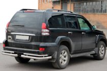 Toyota Land Cruiser Prado 120 2002-2009 Hintere doppelte Eckschutzrohre AK003-1 (2 Stk., Edelstahl) Foto 3