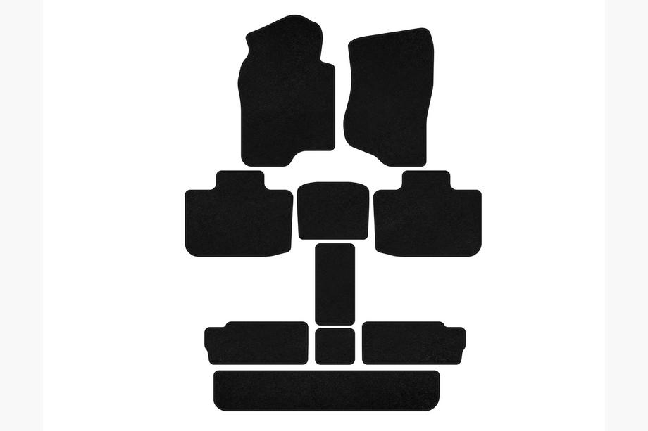 Cadillac Escalade 2007-2014 Textil Fußmatten Deluxe (3 Reihen, Schwarz) Image