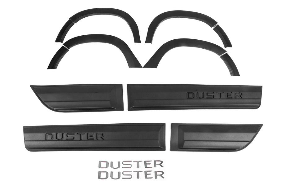 Dacia Duster 2018-2024 Radlaufverbreiterungen mit Zierleisten (12 Stk., schwarzes ABS) Image