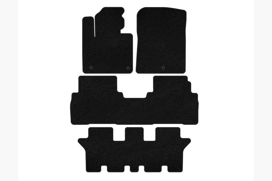 Kia Sorento III UM 2014-2020 Textil Fußmatten Classic (3 Reihen, 7-Sitzer, Schwarz) Image