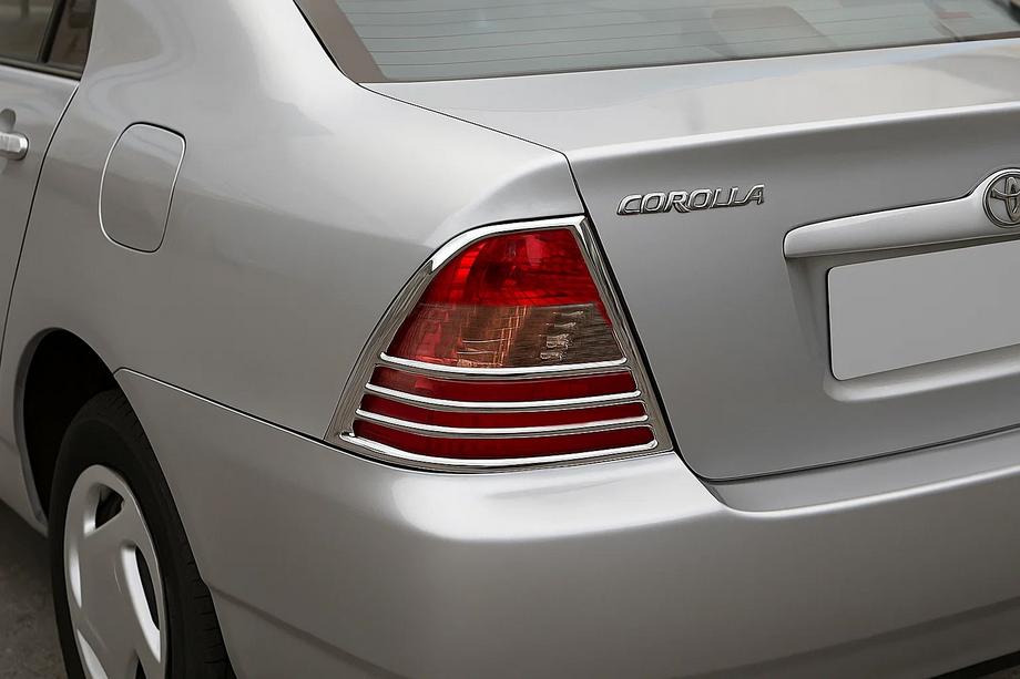 Toyota Corolla 2002-2007 Chrom Heckleuchten Abdeckungen (2002-2004, 2 Stk, Kunststoff) Image