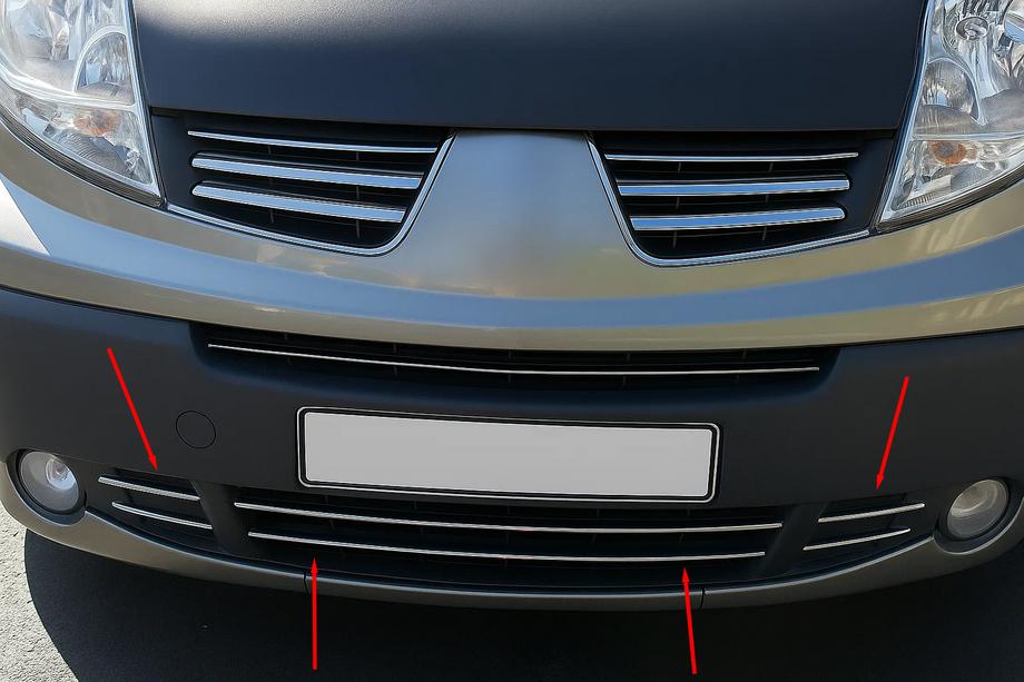 Nissan Primastar 2002-2014 Zierleisten für unteren Kühlergrill (6 Stk, Edelstahl) Image