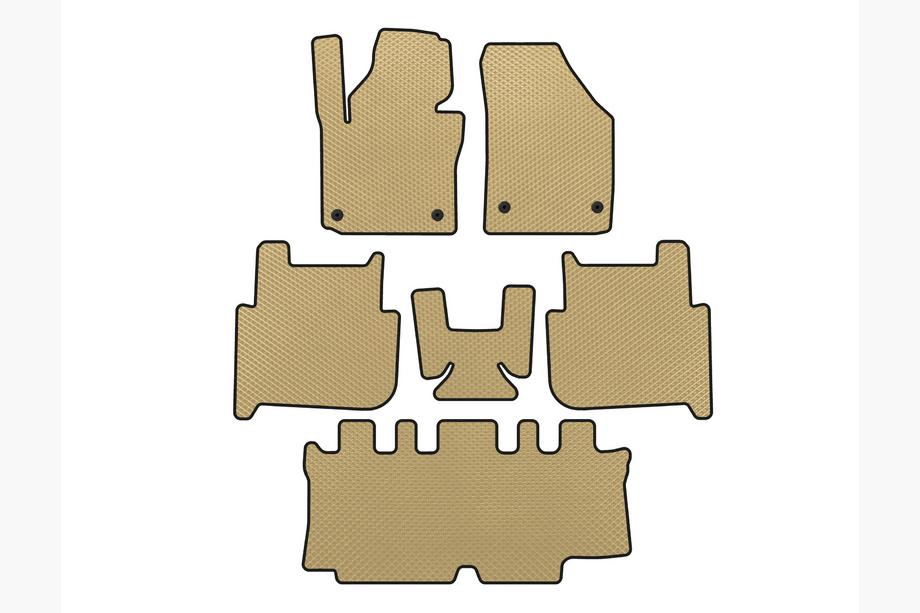 Volkswagen Touran 2003-2010 EVA Fußmatten (3 Reihen, 2006-2010, 7-Sitzer, Beige) Image
