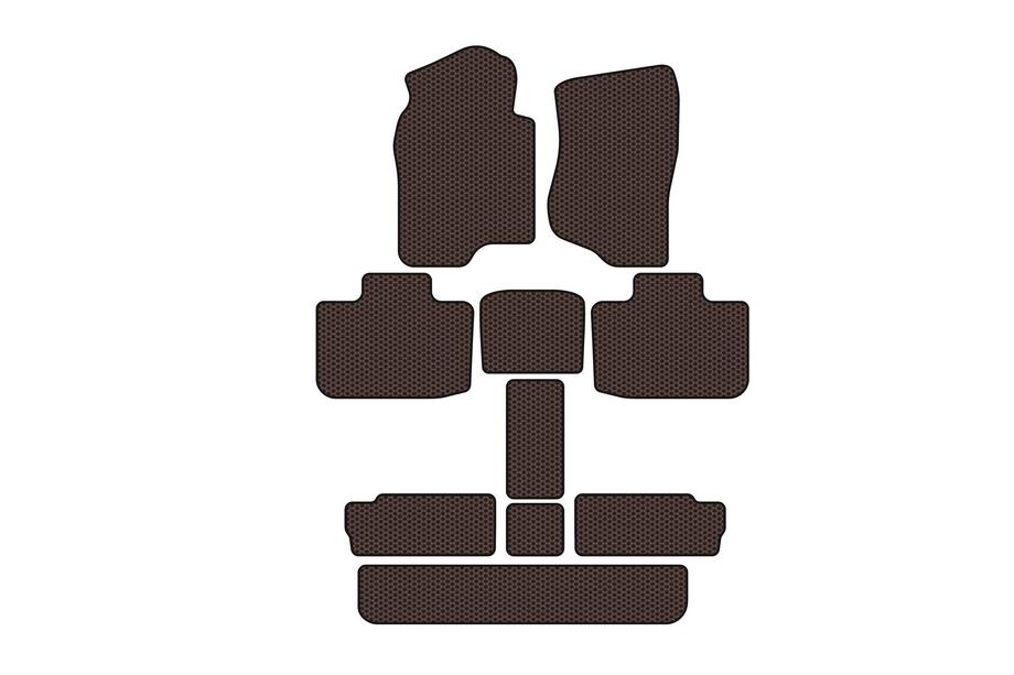 Cadillac Escalade 2007-2014 Gummimatten Carsuit (3 Reihen, braun) Image