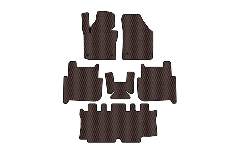 Volkswagen Touran 2003-2010 Gummimatten Carsuit (3 Reihen, 2006-2010, 7-Sitzer, braun) Image