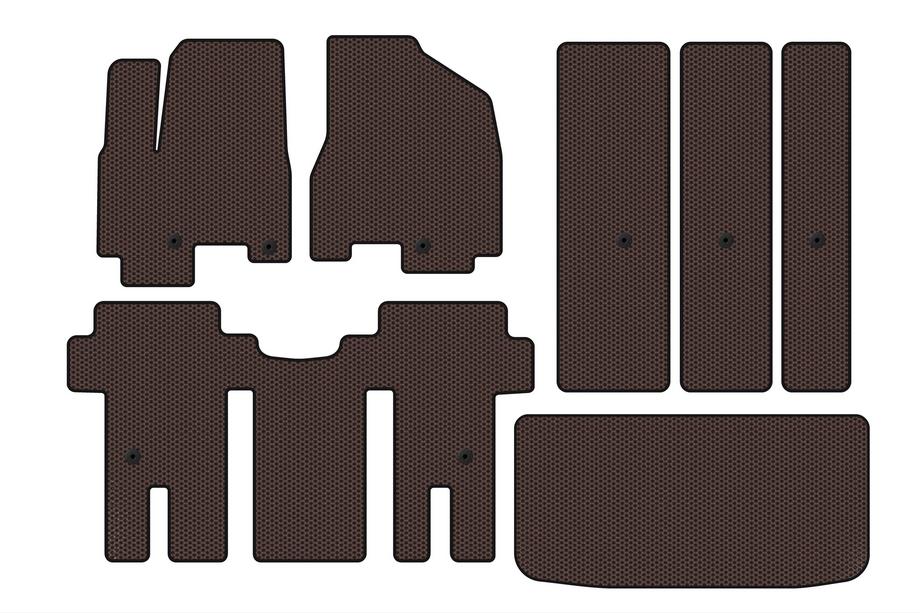 Kia Carnival 2014-2020 Gummimatten Carsuit (vollständiger Innenraum, braun) Foto 1