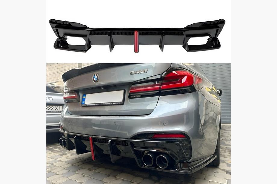 BMW 5er G30/G31 2017–2023 Heckdiffusor mit Endrohrblenden im BMP-Style (für M-Sport/M5 F90) Foto 1