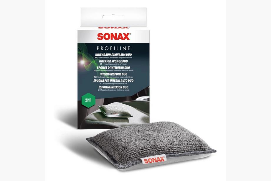 SONAX InnenraumSchwamm Duo – doppelseitiger Reinigungsschwamm für den Fahrzeuginnenraum Foto 1