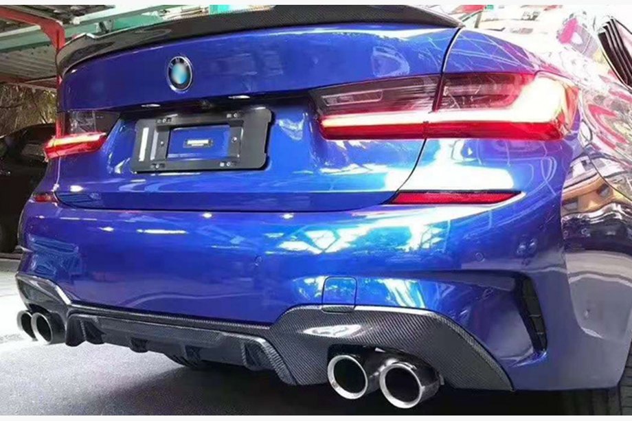 BMW 3 Series G20/G21 2018- Heckdiffusor (für M-Sport 2018-2022, für rechteckige Endrohre, ABS) Foto 1