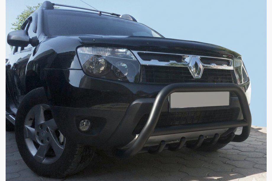 Dacia Duster 2008-2018 Frontbügel ohne Schriftzug WT003 Schwarz (Edelstahl) Foto 3