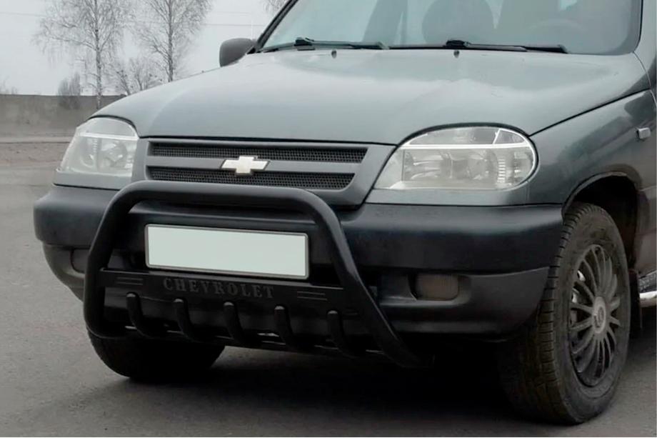 Chevrolet Niva 1998-2020 Frontbügel WT004 Schwarz (Edelstahl) Image
