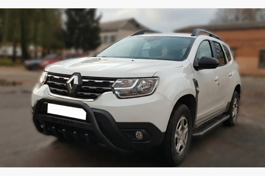 Renault Duster 2018-2024 Frontbügel mit Aufschrift WT004 Schwarz (Edelstahl) Image