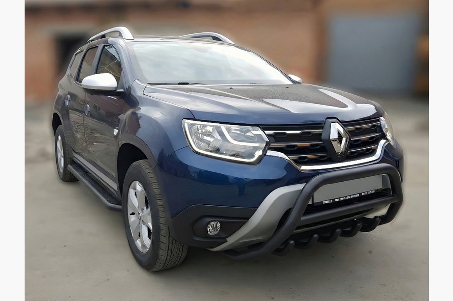Dacia Duster 2018-2024 Frontbügel ohne Schriftzug WT003 Schwarz (Edelstahl) Image