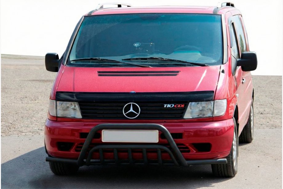 Mercedes Vito W638 1996-2003 Frontbügel mit Hörnern WT002 Plus Schwarz (Edelstahl) Image