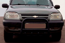 Chevrolet Niva 1998-2020 Frontbügel QT006 Schwarz (Edelstahl) Foto 1