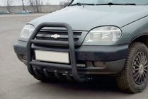Chevrolet Niva 1998-2020 Frontbügel QT007 Schwarz (Edelstahl) Foto 4