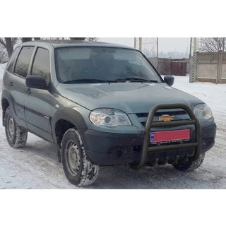 Frontbügel QT007 Schwarz (Edelstahl) Chevrolet Niva 1998-2020 Foto 3