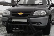 Chevrolet Niva 1998-2020 Frontbügel WT002 Schwarz (Edelstahl) Foto 1