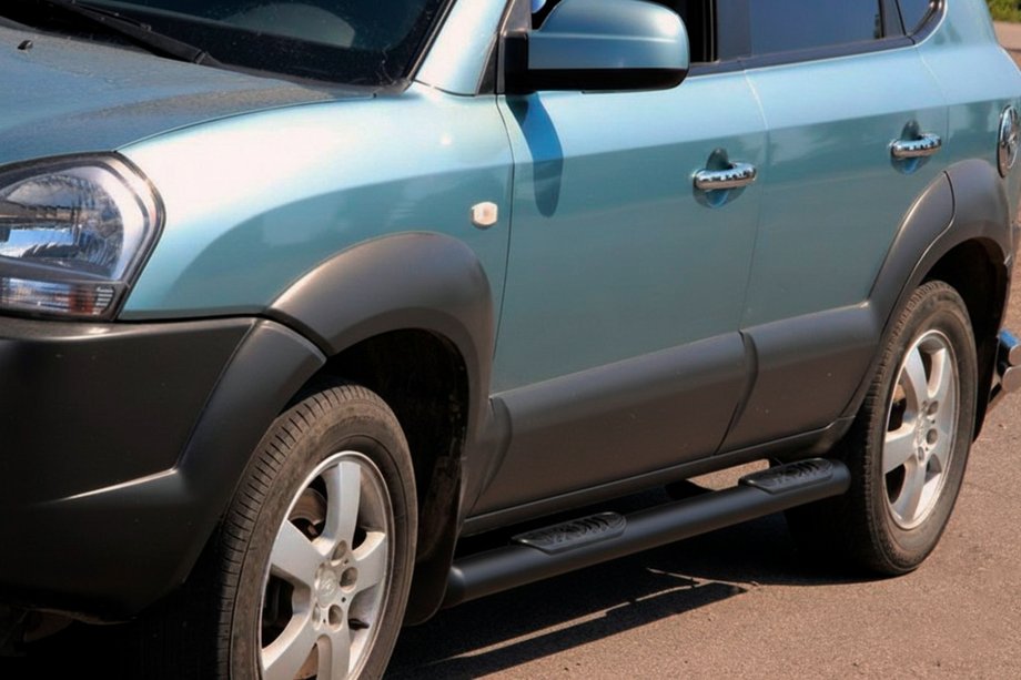 Hyundai Tucson JM 2004- Seitenschutzrohre BB002 Schwarz (2 Stk., Edelstahl) Image